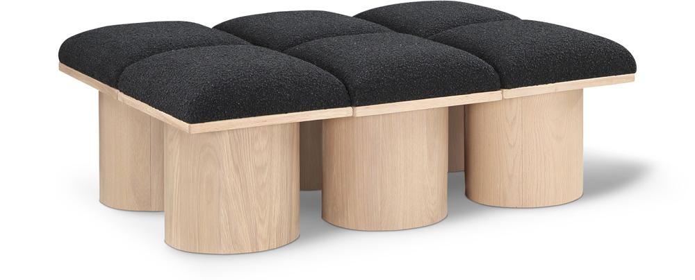 Meridian Furniture - Pavilion Black Boucle Fabric Bench - 6Pc - 465Black-6D veiw 1