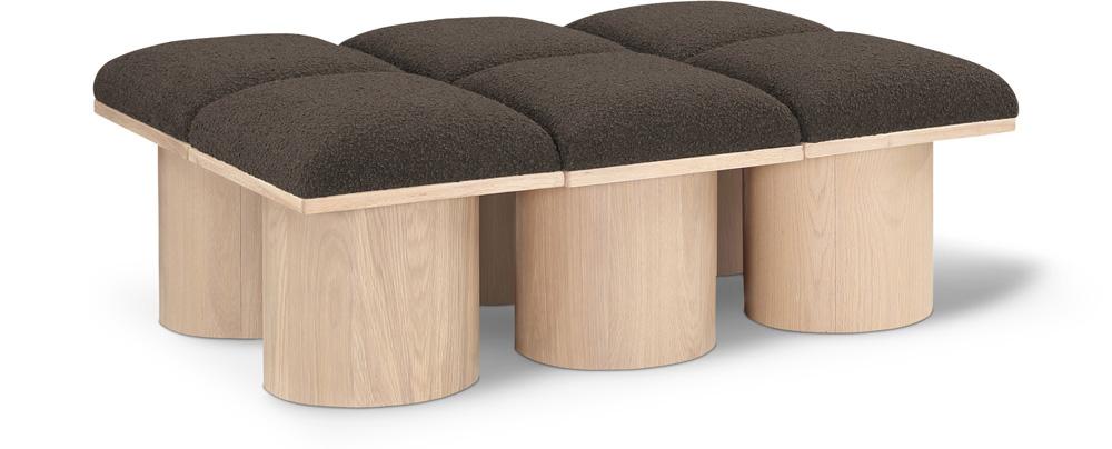 Meridian Furniture - Pavilion Brown Boucle Fabric Bench - 6Pc - 465Brown-6D veiw 1
