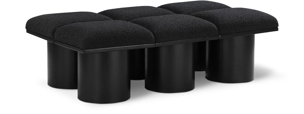 Meridian Furniture - Pavilion Black Boucle Fabric Bench - 6Pc - 466Black-6C veiw 1