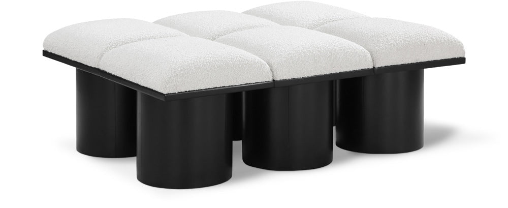 Meridian Furniture - Pavilion Cream Boucle Fabric Bench - 6Pc - 466Cream-6D veiw 1
