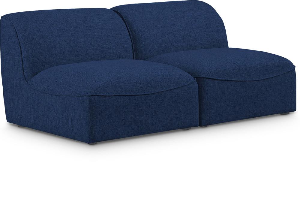 Meridian Furniture - Miramar Navy Durable Linen Textured Modular Sofa - 2Pc - 683Navy-S66 veiw 1