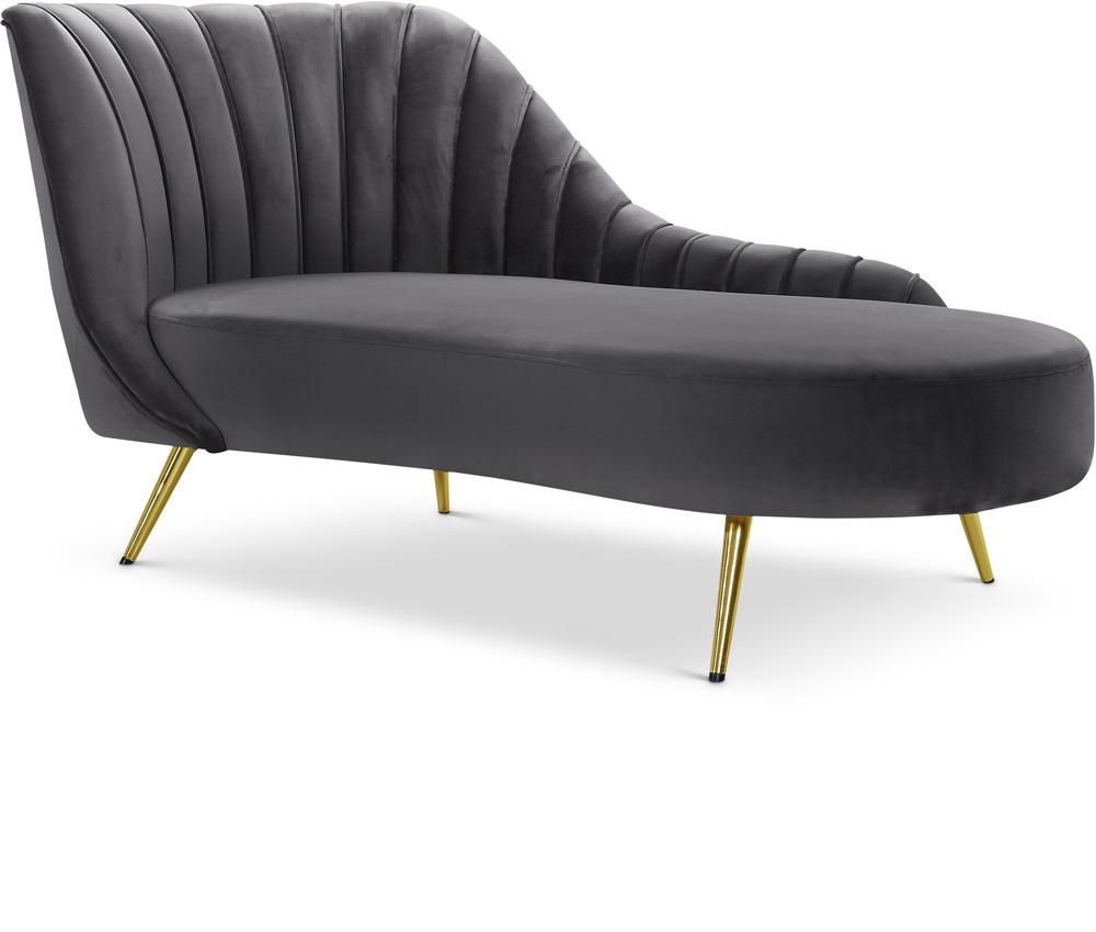 Meridian Furniture - Margo Grey Velvet Chaise - 622Grey-Chaise veiw 1