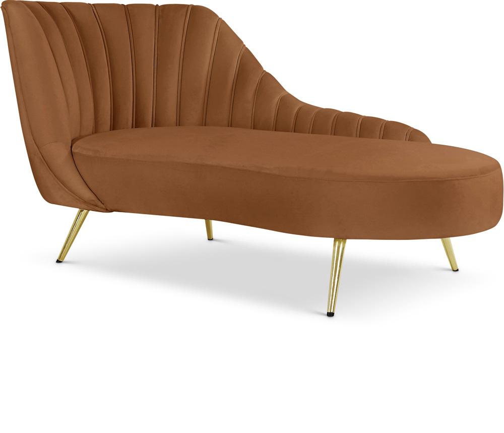 Meridian Furniture - Margo Saddle Velvet Chaise - 622Saddle-Chaise veiw 1