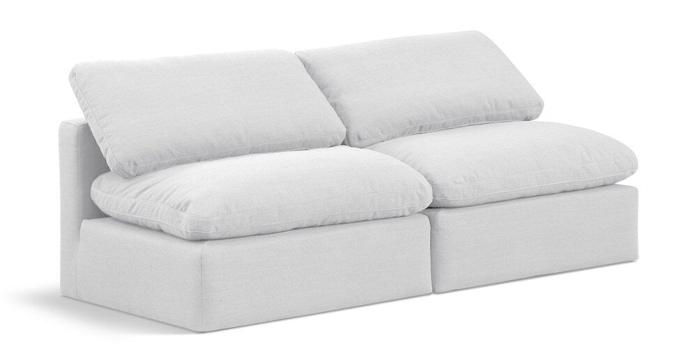 Meridian Furniture - Indulge White Linen Textured Fabric Modular Sofa - 2Pc - 141White-S2 veiw 1