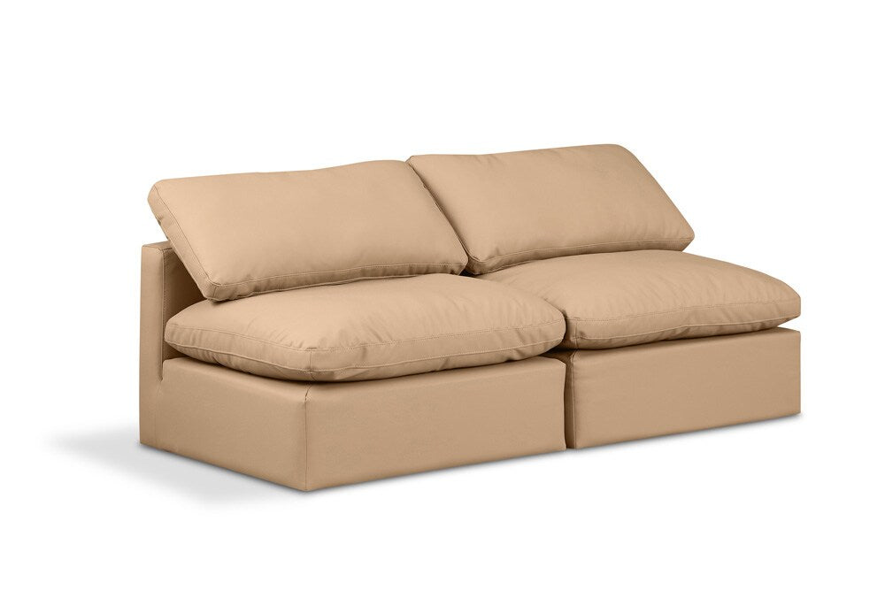 Meridian Furniture - Indulge Tan Vegan Leather Modular Sofa - 2Pc - 146Tan-S2 veiw 1