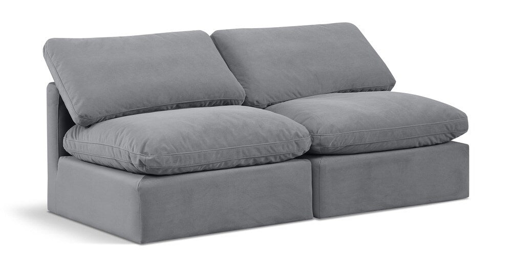 Meridian Furniture - Indulge Grey Velvet Modular Sofa - 2Pc - 147Grey-S2 veiw 1
