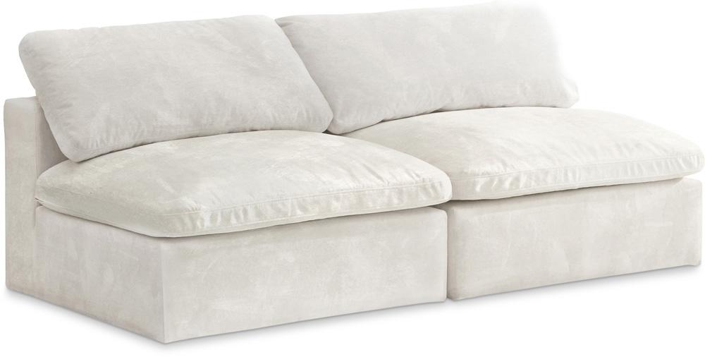 Meridian Furniture - Cozy Cream Velvet Comfort Modular Armless Sofa - 2Pc - 634Cream-S78 veiw 1