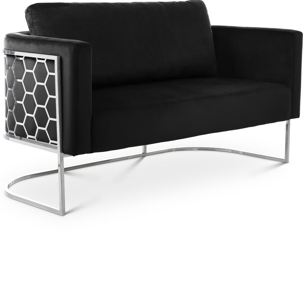 Meridian Furniture - Casa Black Velvet Loveseat - 691Black-L veiw 1