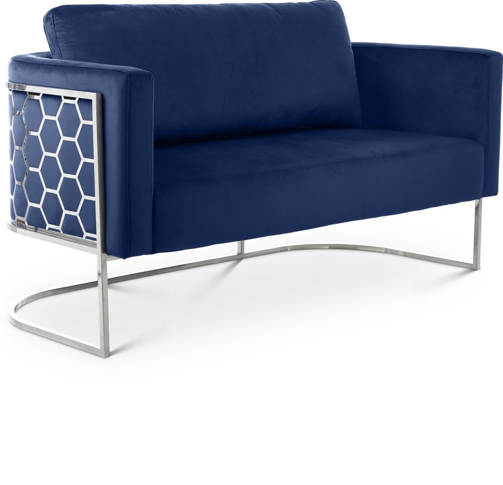 Meridian Furniture - Casa Navy Velvet Loveseat - 691Navy-L veiw 1
