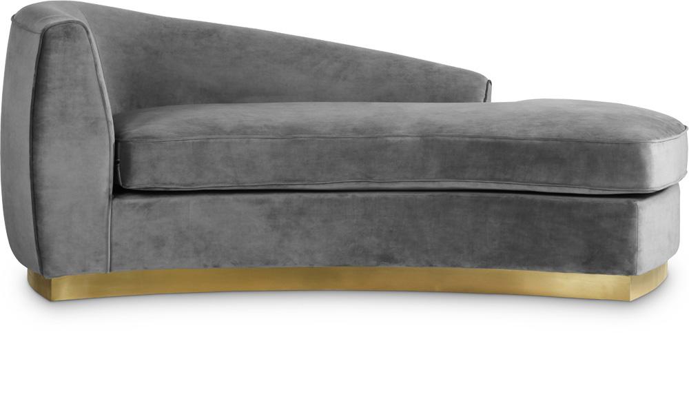 Meridian Furniture - Julian Grey Velvet Chaise - 620Grey-Chaise veiw 1