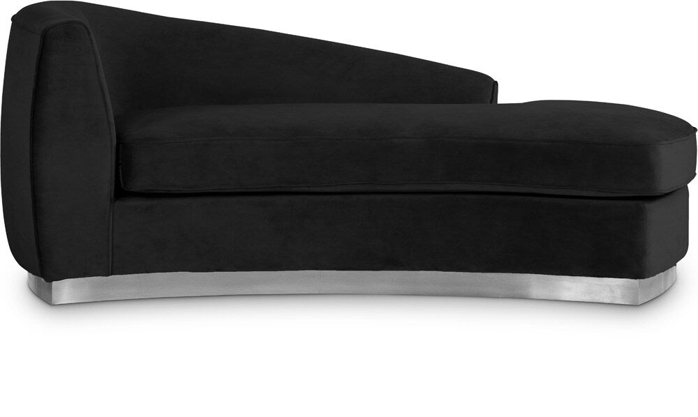 Meridian Furniture - Julian Black Velvet Chaise - 621Black-Chaise veiw 1