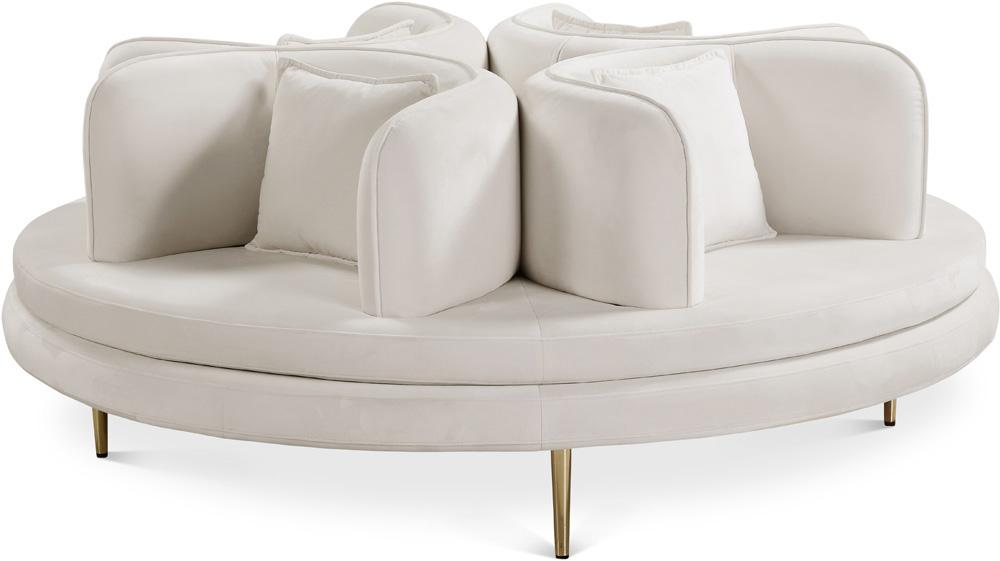 Meridian Furniture - Circlet Cream Velvet Round Sofa Settee - 627Cream veiw 1