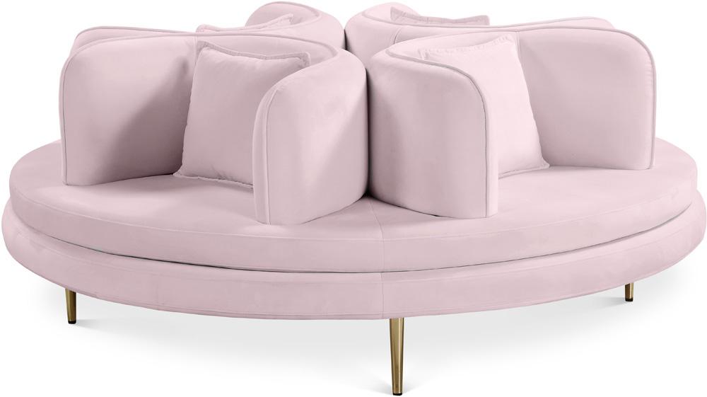 Meridian Furniture - Circlet Pink Velvet Round Sofa Settee - 627Pink veiw 1