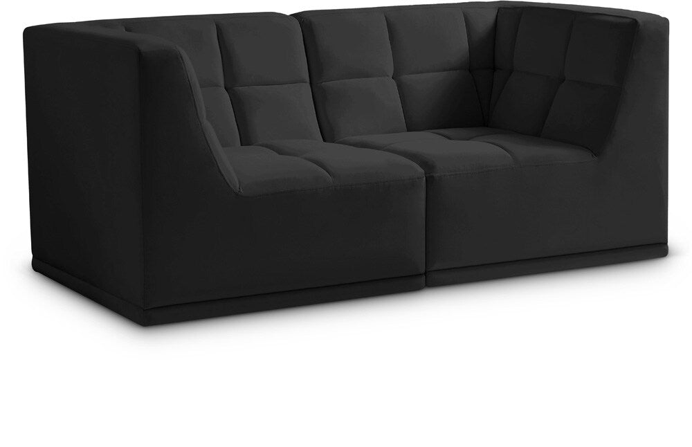 Meridian Furniture - Relax Black Velvet Modular Sofa - 2Pc - 650Black-S68 veiw 1