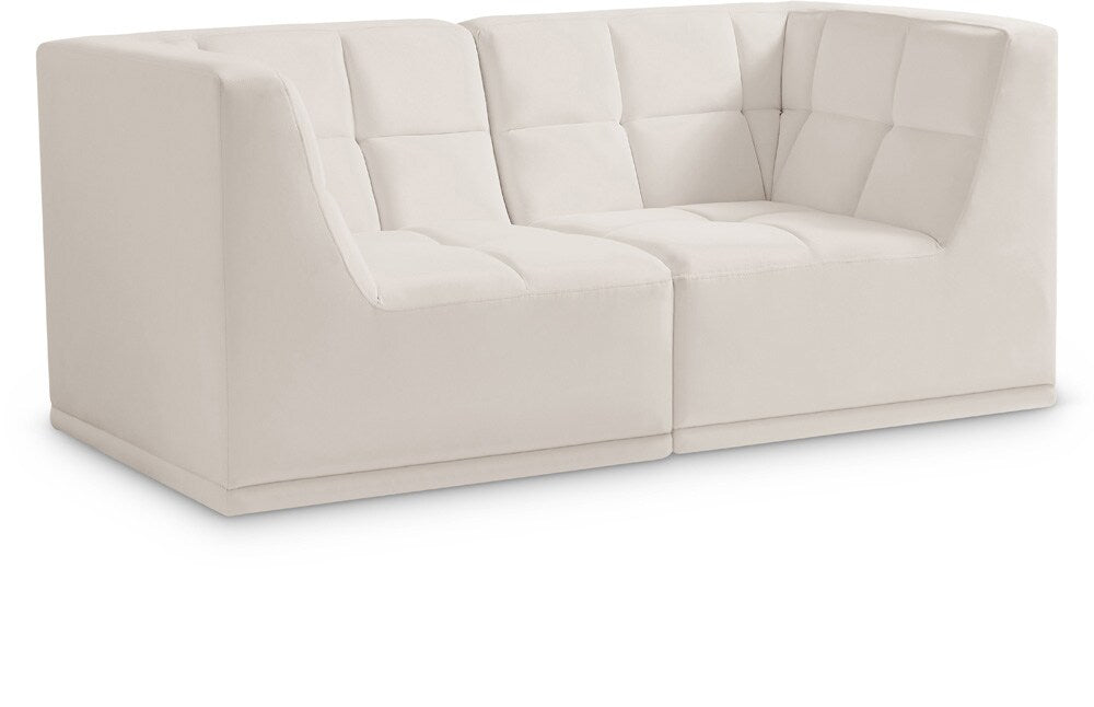 Meridian Furniture - Relax Cream Velvet Modular Sofa - 2Pc - 650Cream-S68 veiw 1