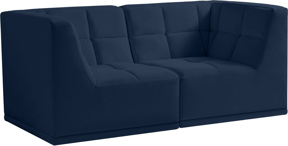 Meridian Furniture - Relax Navy Velvet Modular Sofa - 2Pc - 650Navy-S68 veiw 1