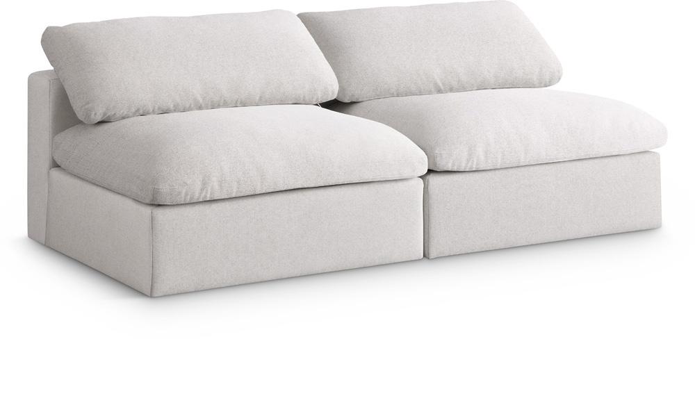 Meridian Furniture - Serene Cream Linen Textured Fabric Deluxe Comfort Modular Armless Sofa - 2Pc - 601Cream-S78 veiw 1