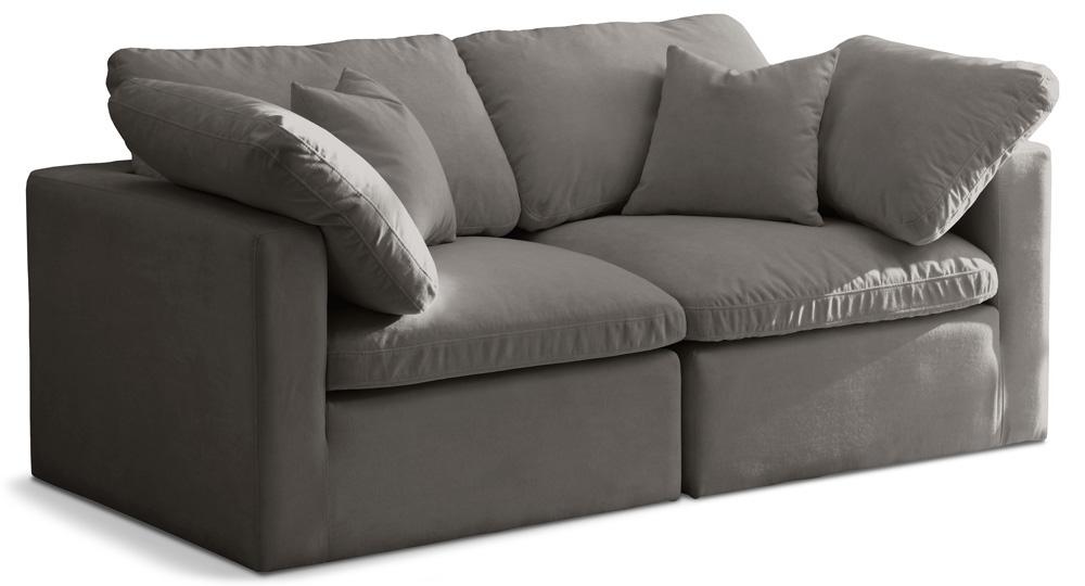 Meridian Furniture - Plush Grey Velvet Standard Comfort Modular Sofa - 2Pc - 602Grey-S70 veiw 1
