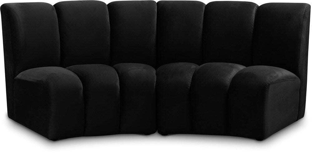 Meridian Furniture - Infinity Black Velvet 2pc. Modular Sectional - 638Black-2PC veiw 1