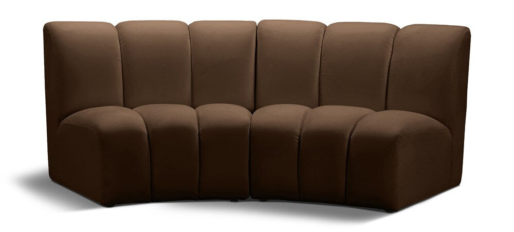 Meridian Furniture - Infinity Brown Velvet 2pc. Modular Sectional - 638Brown-2PC veiw 1