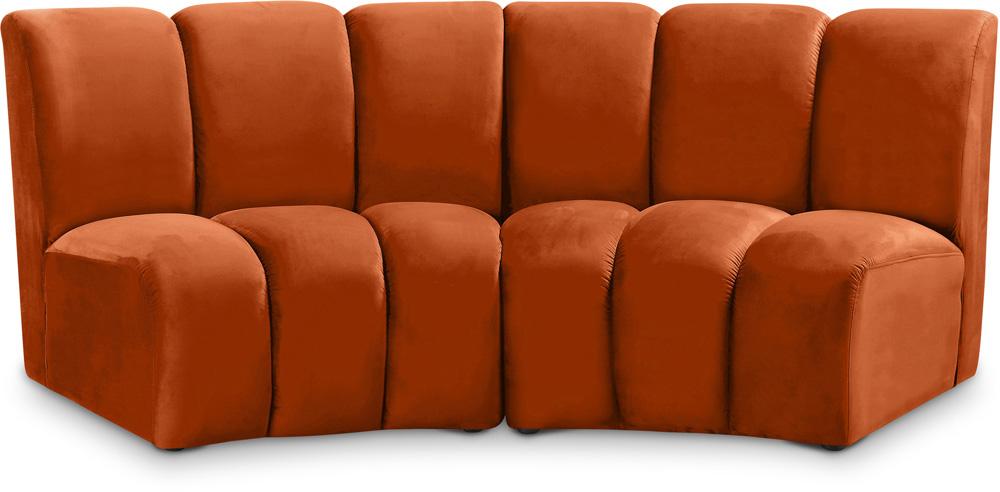 Meridian Furniture - Infinity Cognac Velvet 2pc. Modular Sectional - 638Cognac-2PC veiw 1
