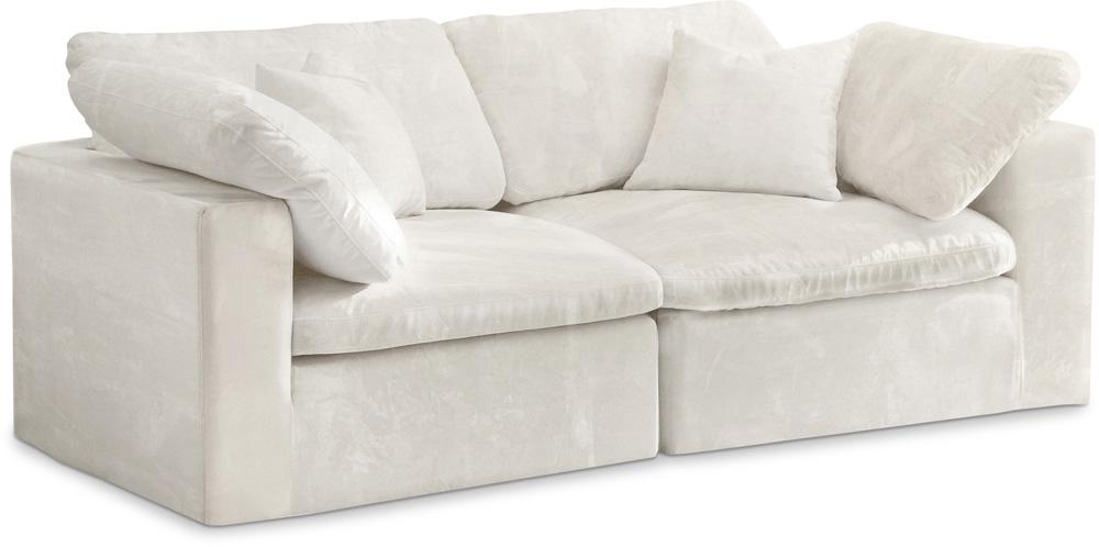 Meridian Furniture - Cozy Cream Velvet Comfort Modular Sofa - 2Pc - 634Cream-S80 veiw 1