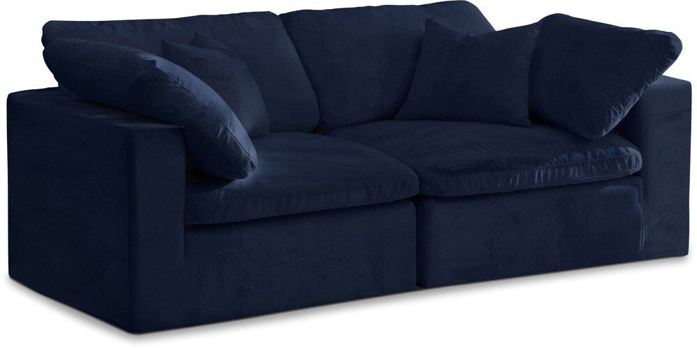 Meridian Furniture - Cozy Navy Velvet Comfort Modular Sofa - 2Pc - 634Navy-S80 veiw 1