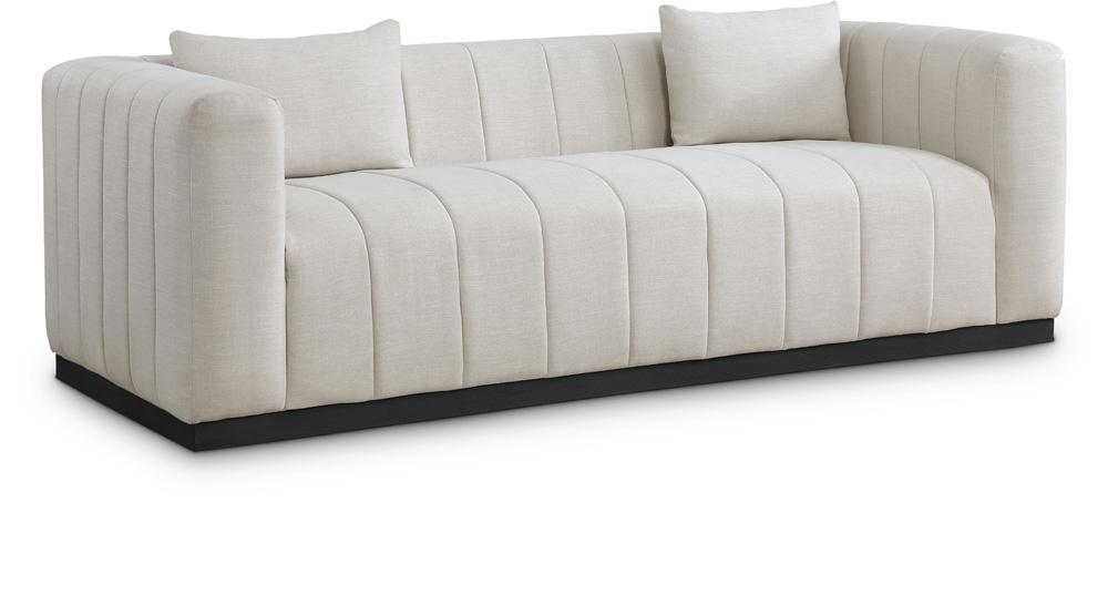 Meridian Furniture - Lucia Beige Linen Textured Fabric Sofa - 655Beige-S veiw 1