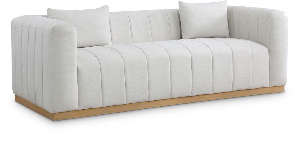 Meridian Furniture - Lucia Cream Linen Textured Fabric Sofa - 655Cream-S veiw 1