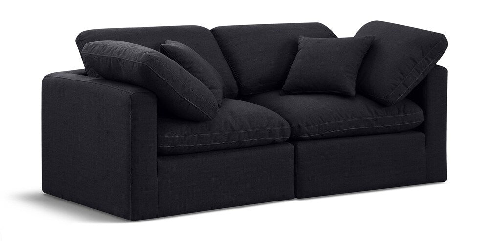 Meridian Furniture - Indulge Black Linen Textured Fabric Modular Sofa - 2Pc - 141Black-S70 veiw 1