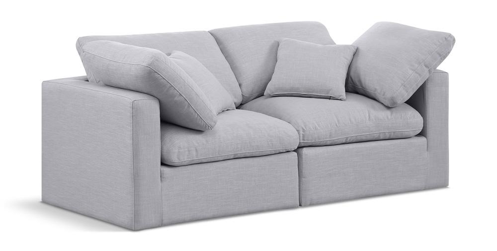 Meridian Furniture - Indulge Grey Linen Textured Fabric Modular Sofa - 2Pc - 141Grey-S70 veiw 1