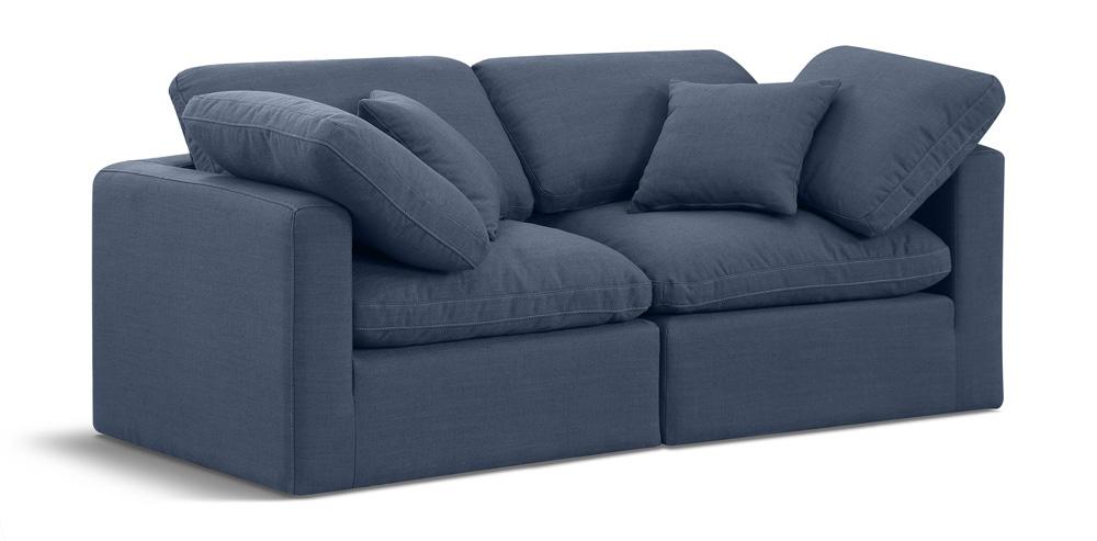 Meridian Furniture - Indulge Navy Linen Textured Fabric Modular Sofa - 2Pc - 141Navy-S70 veiw 1