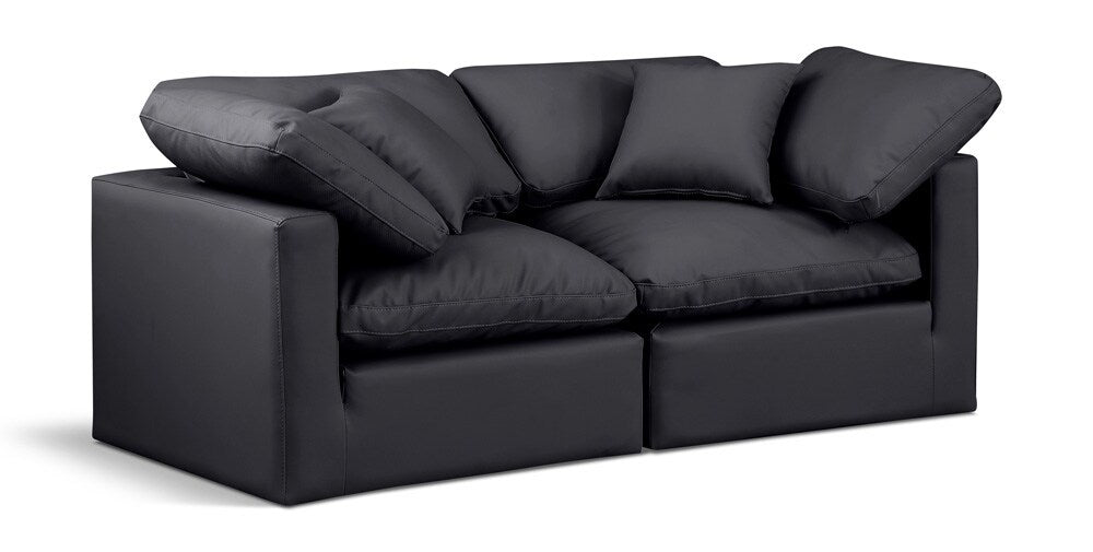 Meridian Furniture - Indulge Black Vegan Leather Modular Sofa - 2Pc - 146Black-S70 veiw 1
