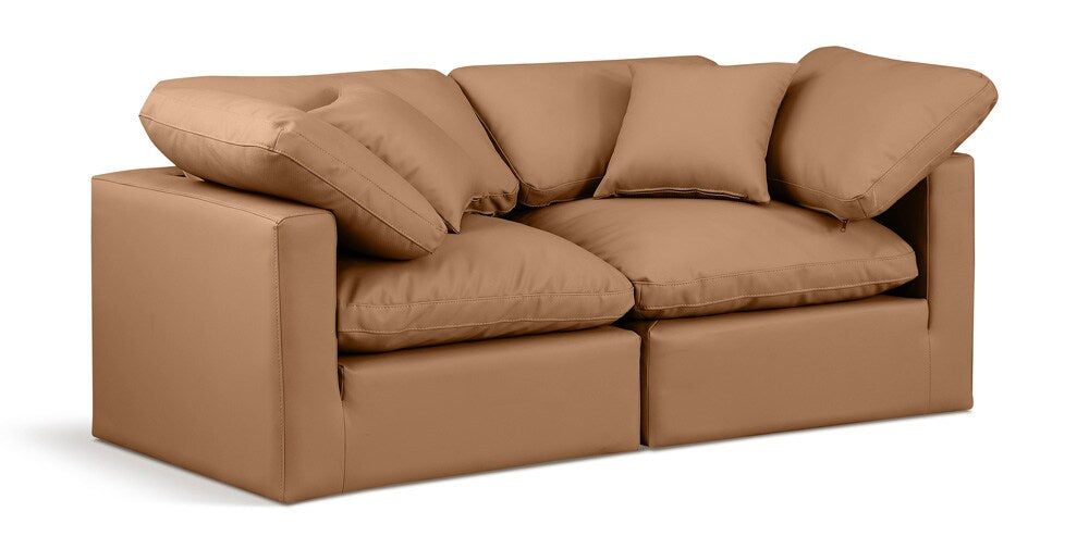 Meridian Furniture - Indulge Cognac Vegan Leather Modular Sofa - 2Pc - 146Cognac-S70 veiw 1