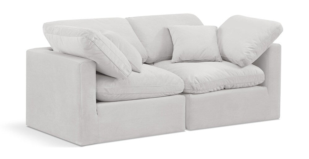 Meridian Furniture - Indulge Cream Velvet Modular Sofa - 2Pc - 147Cream-S70 veiw 1