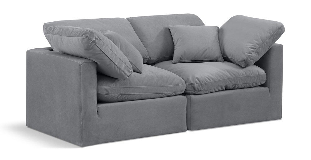 Meridian Furniture - Indulge Grey Velvet Modular Sofa - 2Pc - 147Grey-S70 veiw 1