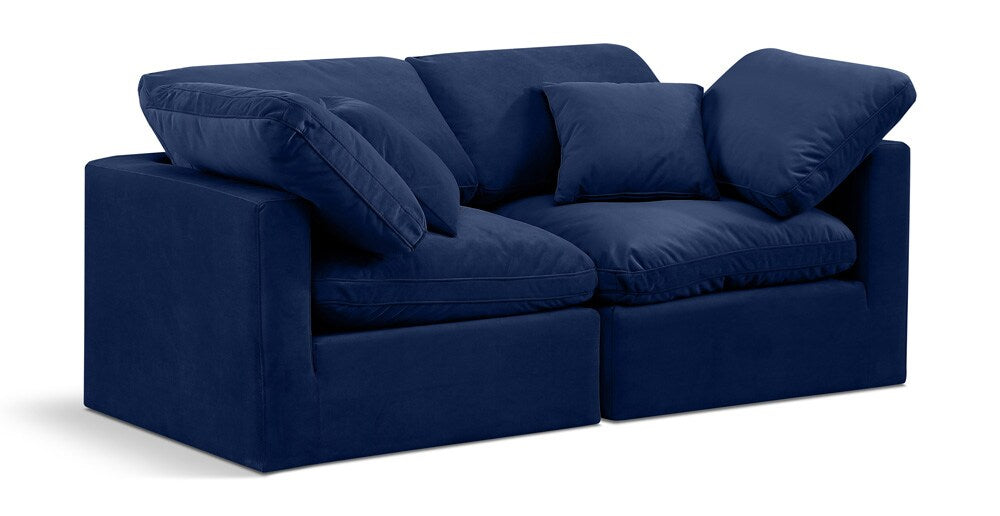 Meridian Furniture - Indulge Navy Velvet Modular Sofa - 2Pc - 147Navy-S70 veiw 1