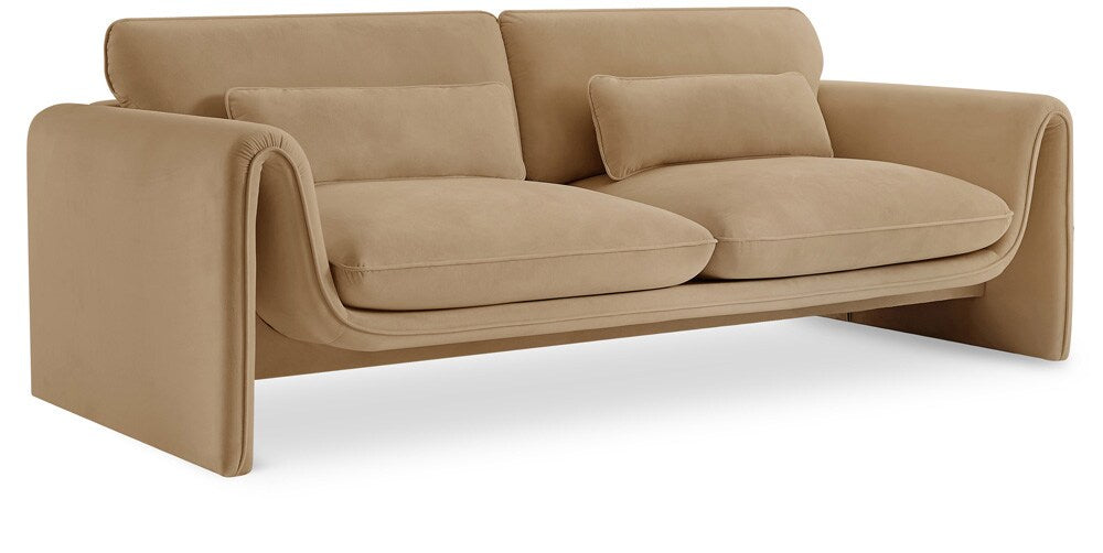 Meridian Furniture - Sloan Camel Velvet Fabric Sofa - 199Camel-S veiw 1