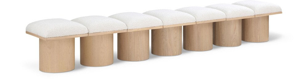 Meridian Furniture - Pavilion Cream Boucle Fabric Bench - 7Pc - 465Cream-7B veiw 1