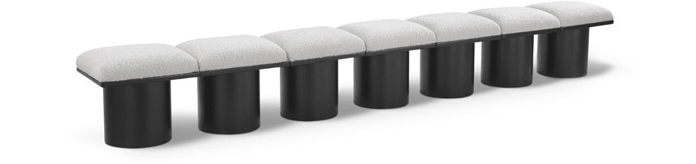 Meridian Furniture - Pavilion Cream Boucle Fabric Bench - 7Pc - 466Cream-7A veiw 1
