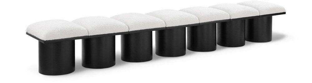 Meridian Furniture - Pavilion Cream Boucle Fabric Bench - 7Pc - 466Cream-7B veiw 1