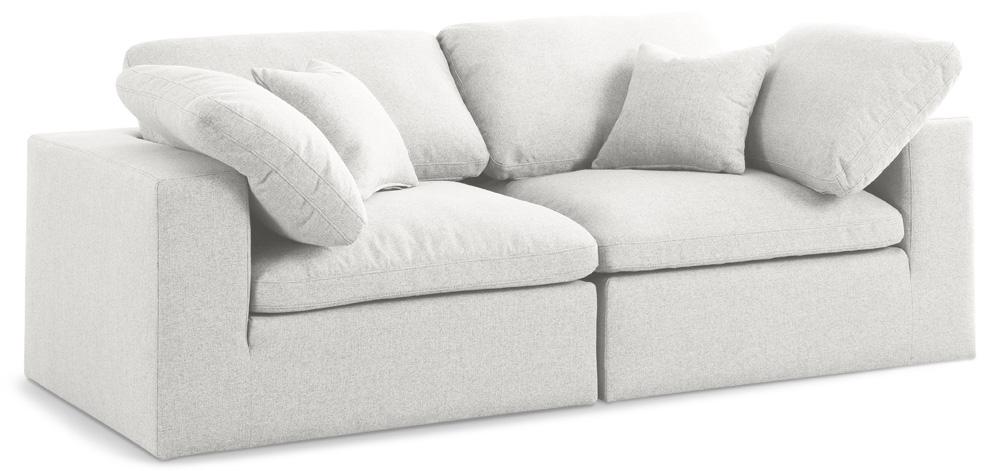 Meridian Furniture - Serene Cream Linen Textured Fabric Deluxe Comfort Modular Sofa - 2Pc - 601Cream-S80 veiw 1
