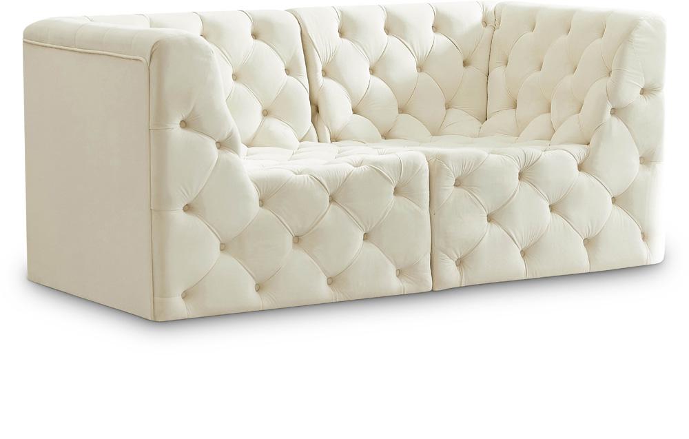 Meridian Furniture - Tuft Cream Velvet Modular Sofa - 2Pc - 680Cream-S70 veiw 1