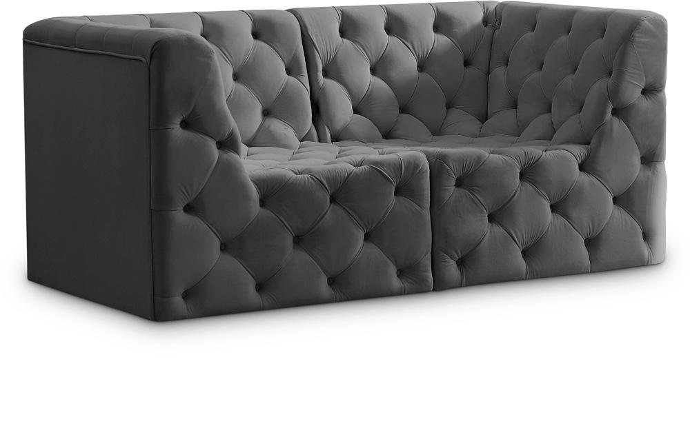 Meridian Furniture - Tuft Grey Velvet Modular Sofa - 2Pc - 680Grey-S70 veiw 1