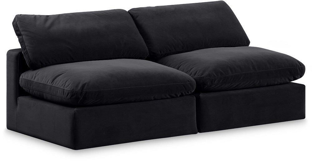 Meridian Furniture - Comfy Black Velvet Modular Sofa - 2Pc - 189Black-S78 veiw 1