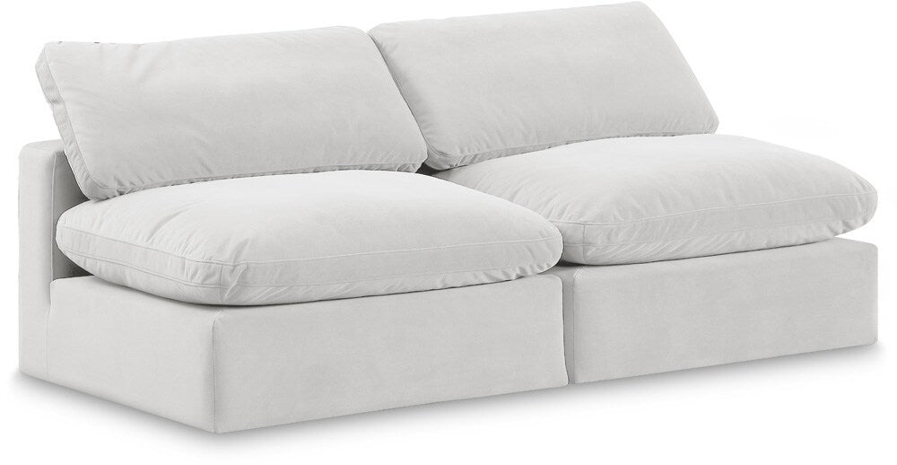 Meridian Furniture - Comfy Cream Velvet Modular Sofa - 2Pc - 189Cream-S78 veiw 1