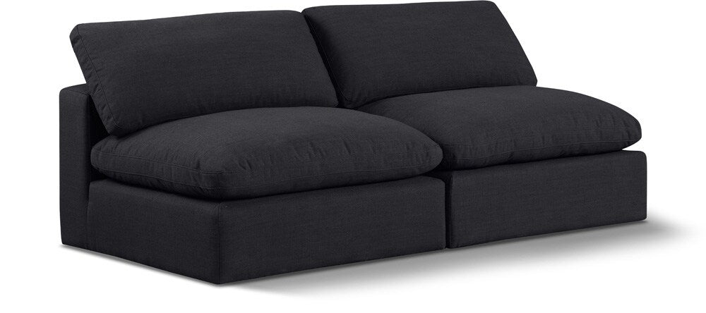 Meridian Furniture - Comfy Black Linen Textured Fabric Modular Sofa - 2Pc - 187Black-S78 veiw 1