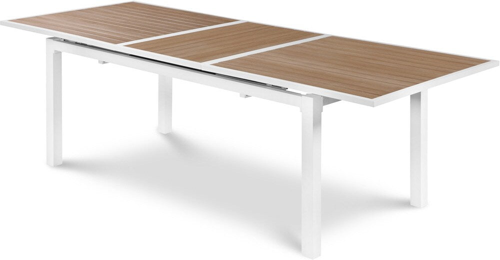 Meridian Furniture - Nizuc Brown Wood Look Accent Paneling Outdoor Patio Extendable Aluminum Dining Table - 365-T veiw 1