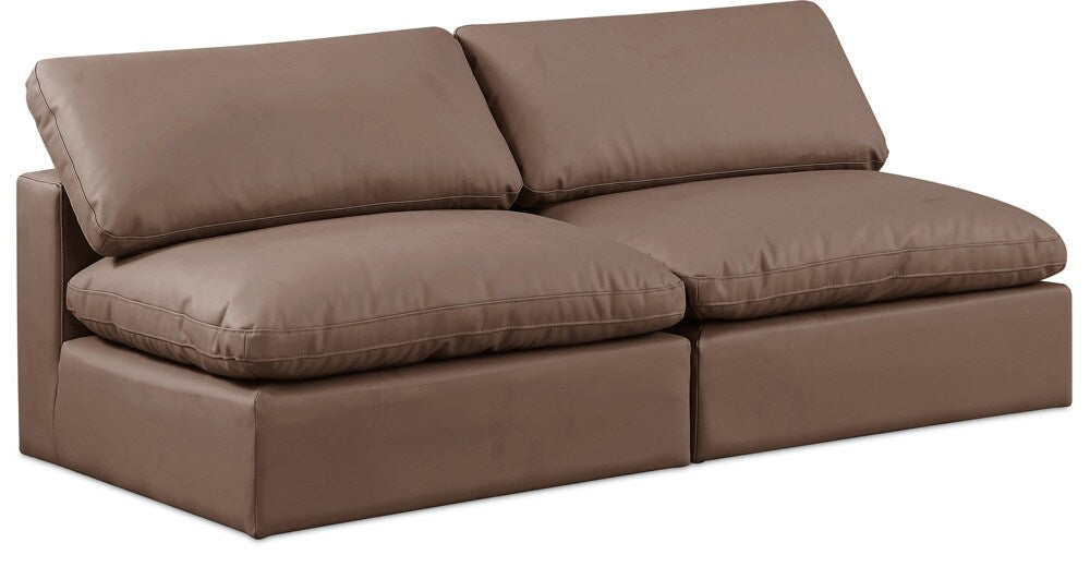 Meridian Furniture - Comfy Brown Vegan Leather Modular Sofa - 2Pc - 188Brown-S78 veiw 1