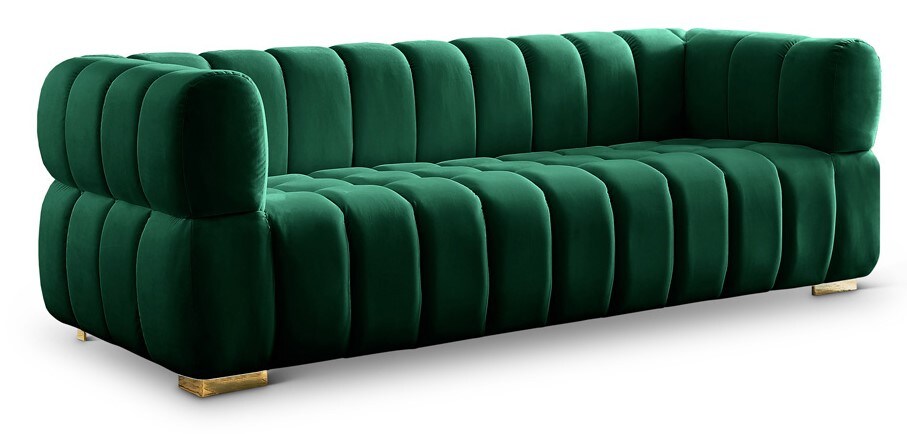 Meridian Furniture - Gwen Green Velvet Sofa - 670Green-S veiw 1